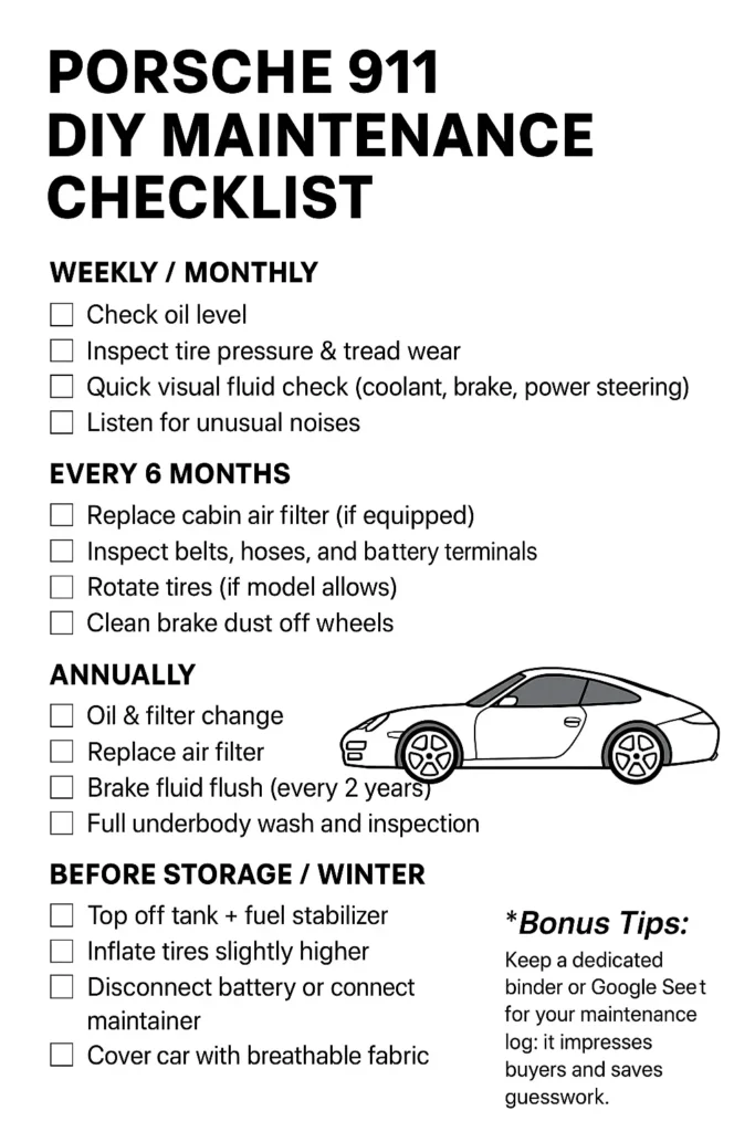 Porsche 911 Maintenance Checklist